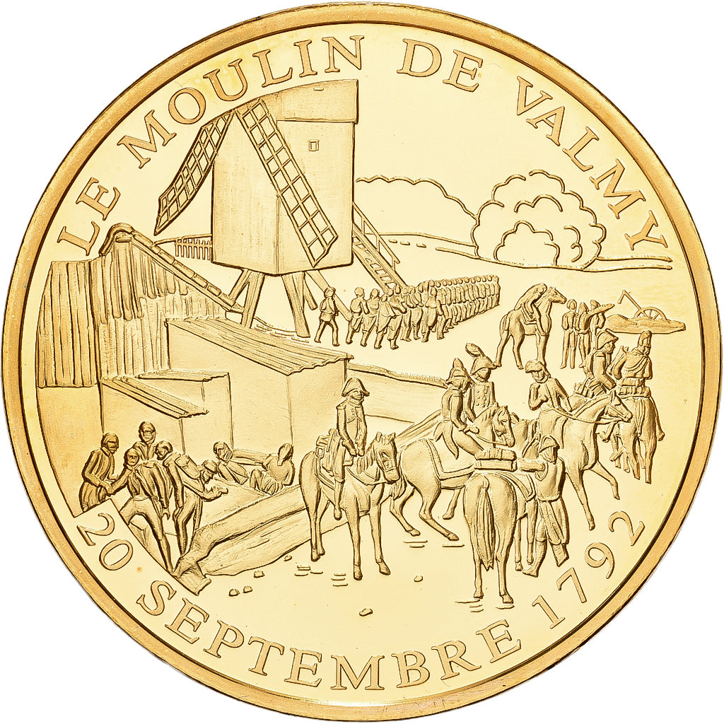 Frankreich, Medaille, Histoire de France, Le Moulin de Valmy, Copper Gilt, UNZ