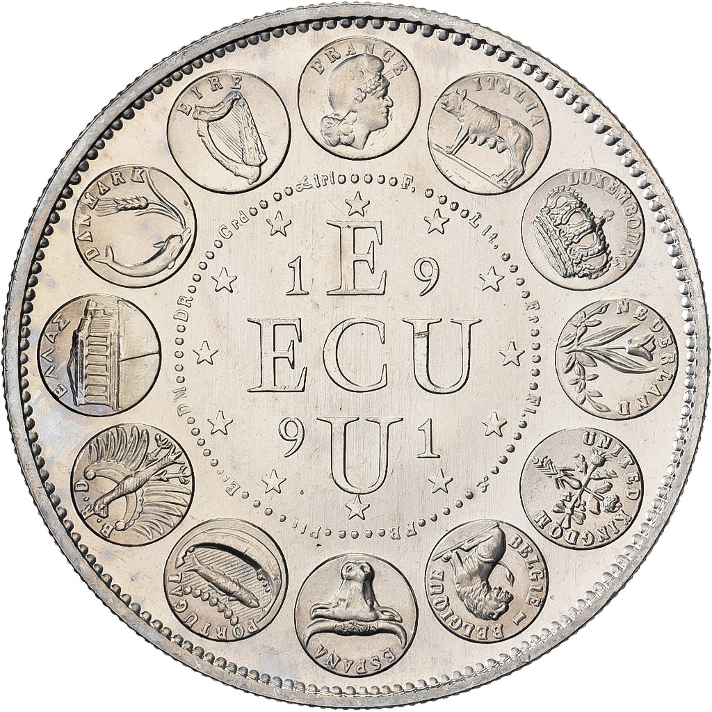 Frankreich, Medaille, Ecu Europa, Marianne, 1991, Copper-nickel, Rodier, STGL