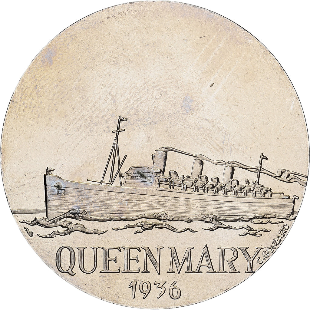France, Medal, Les Grands Transatlantiques, Queen Mary, Copper-nickel, C.