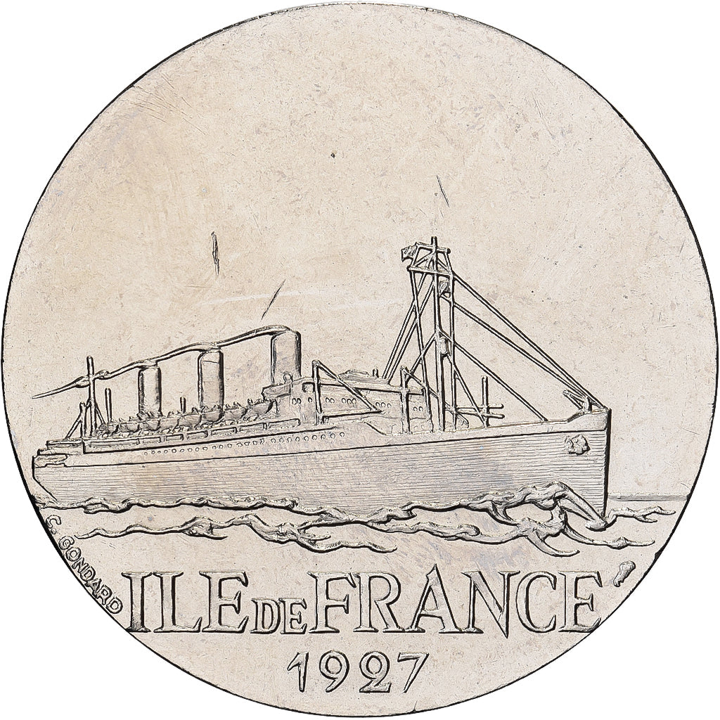 Frankreich, Medaille, Les Grands Transatlantiques, Ile de France, Copper-nickel