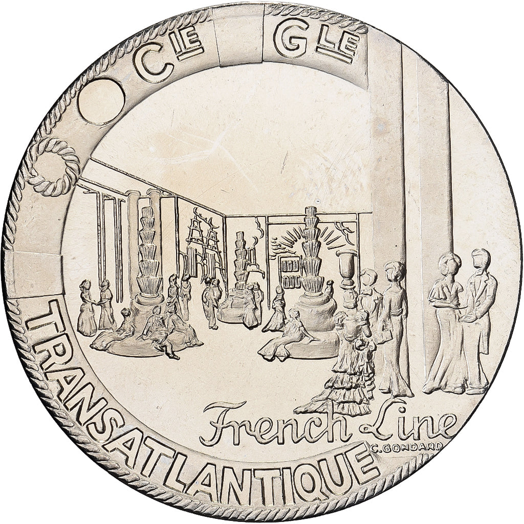 Francja, medal, Compagnie Générale Transatlantique, Normandie, Miedzionikiel