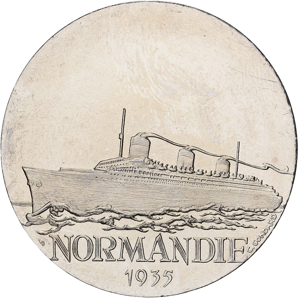 Francja, medal, Compagnie Générale Transatlantique, Normandie, Miedzionikiel
