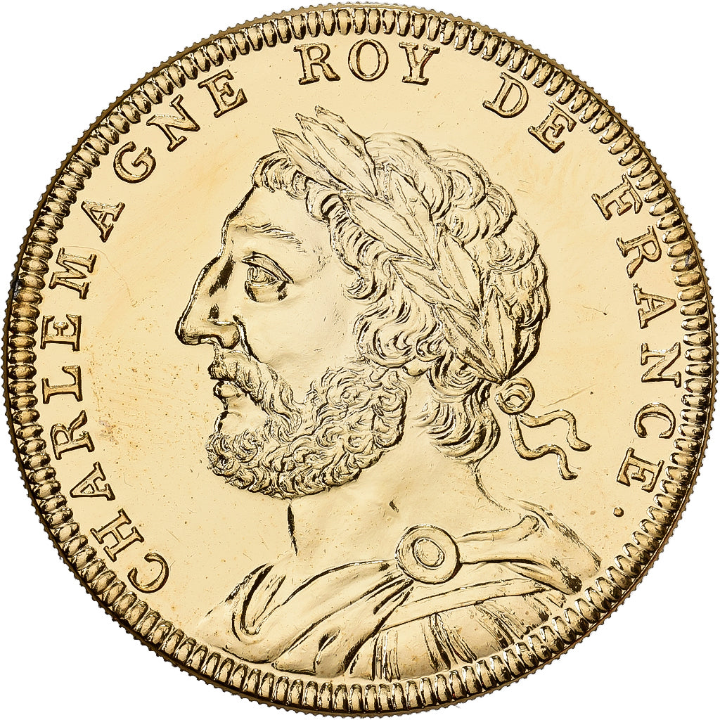 Frankreich, Medaille, Roi de France, Charlemagne, Copper-Nickel Gilt, UNZ+