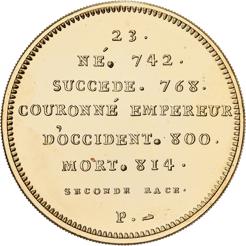 Frankreich, Medaille, Roi de France, Charlemagne, Copper-Nickel Gilt, UNZ+