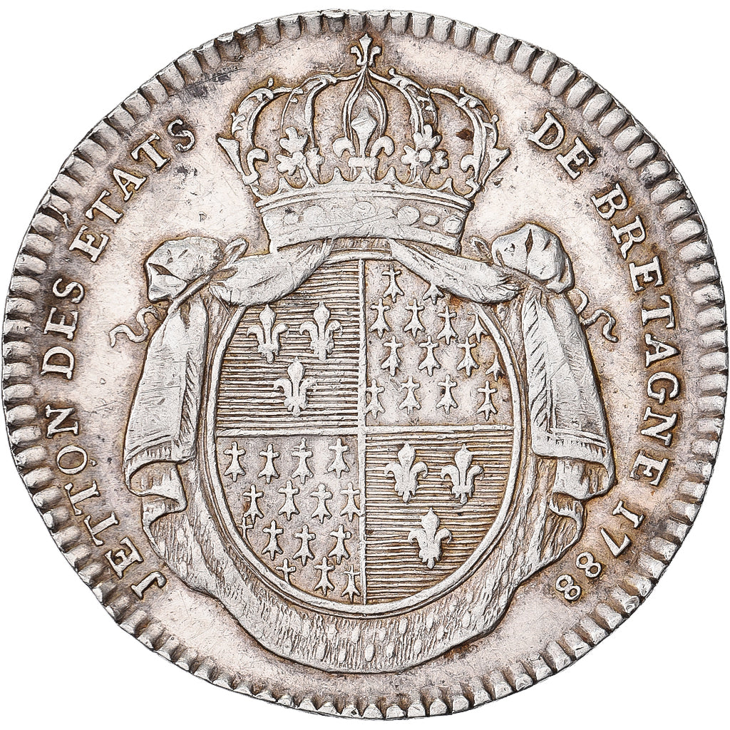 France, Token, Louis XVI, États de Bretagne, Rennes, 1788, Silver, AU(50-53)