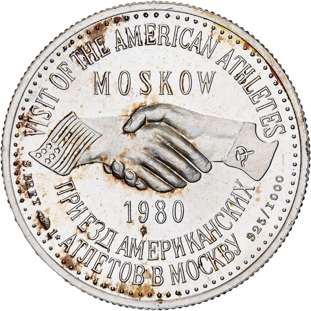 Russia, Medal, Jeux Olympiques, 1980, Silver, AU(55-58)