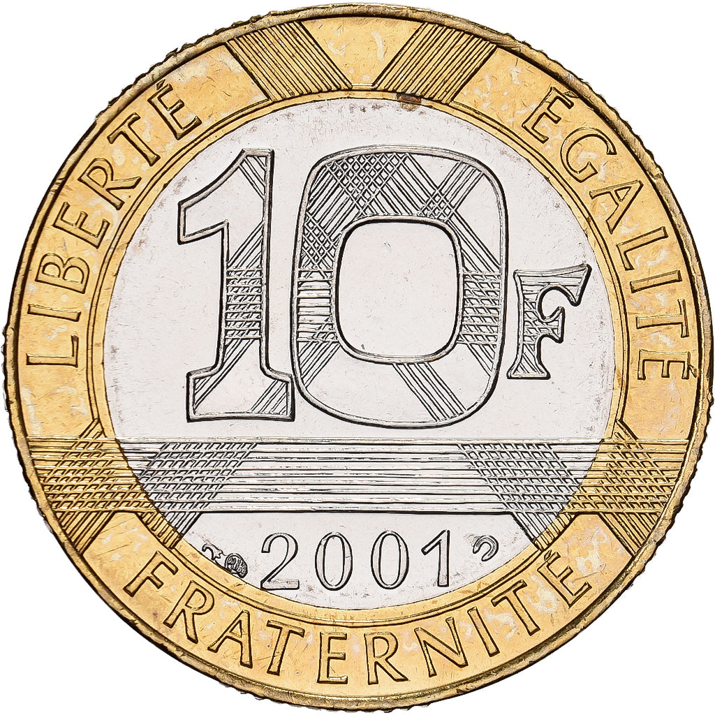 France, 10 Francs, Génie, 2001, Paris, Série FDC.BU, Bi-Metallic, MS(65-70)