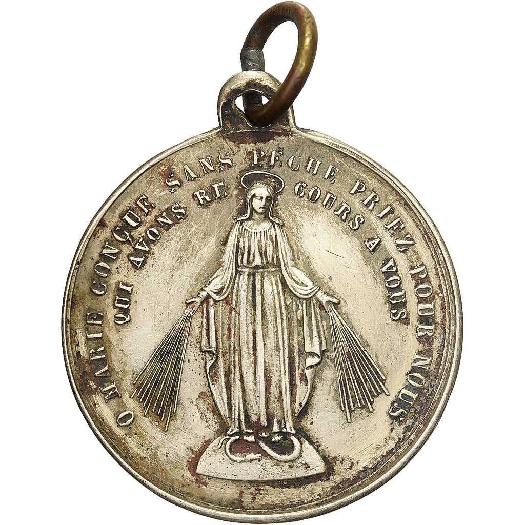 France, Medal, Souvenir de Première Communion, Silvered bronze, EF(40-45)