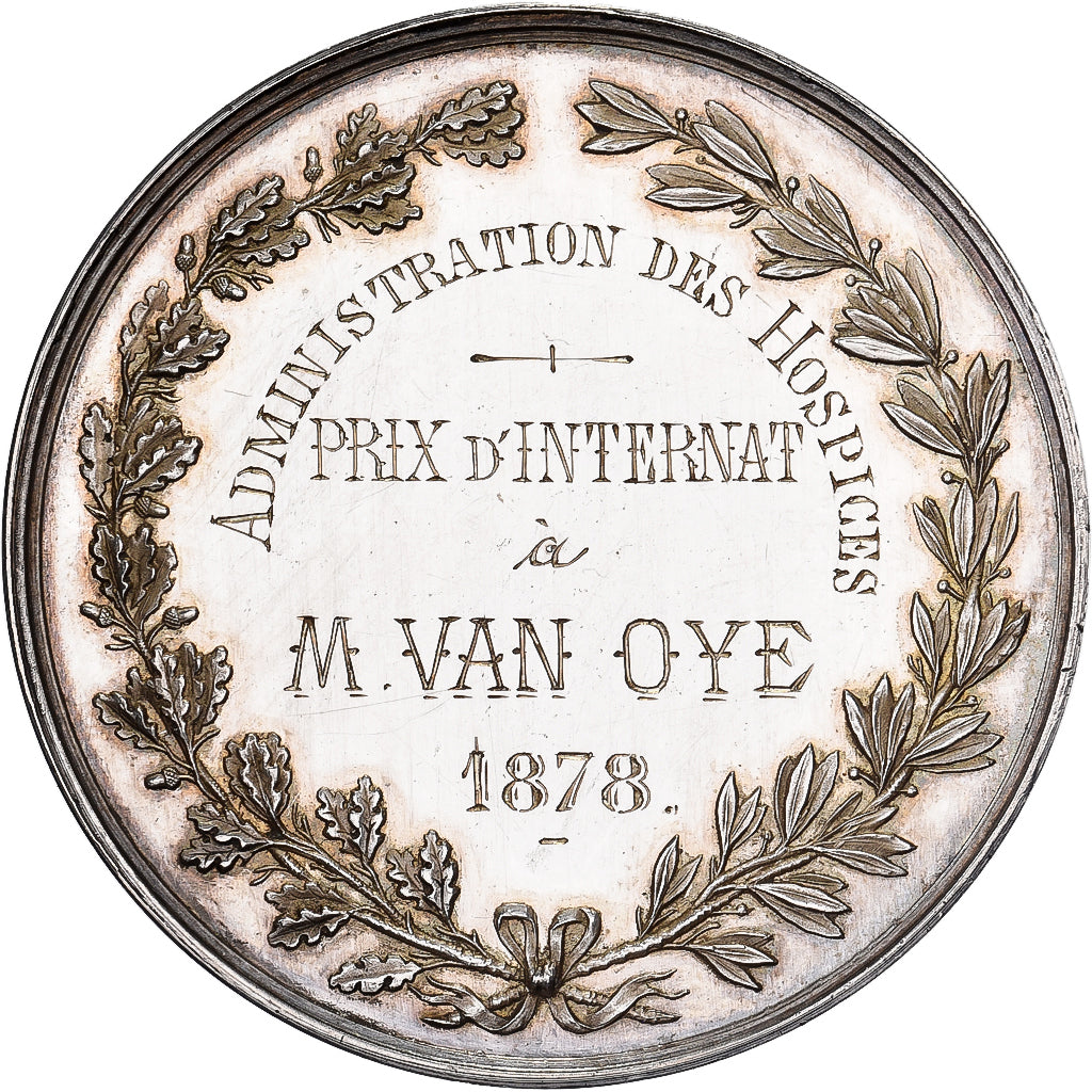 France, Medal, Administration des Hospices, Prix d'Internat, 1878, Silver