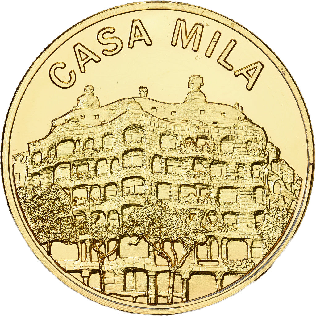 Spain, Token, Barcelona, Casa Mila, Copper-Nickel-Aluminum, MS(63)