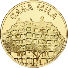 Spain, Token, Barcelona, Casa Mila, Copper-Nickel-Aluminum, MS(63)