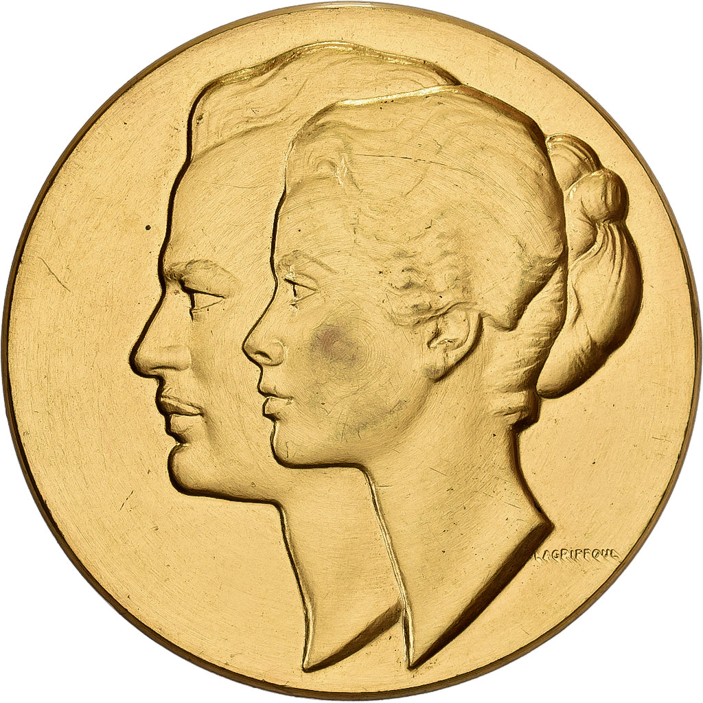 Monaco, Medal, Mariage de Grace Kelly et Rainier III, 1956, Gilt Bronze