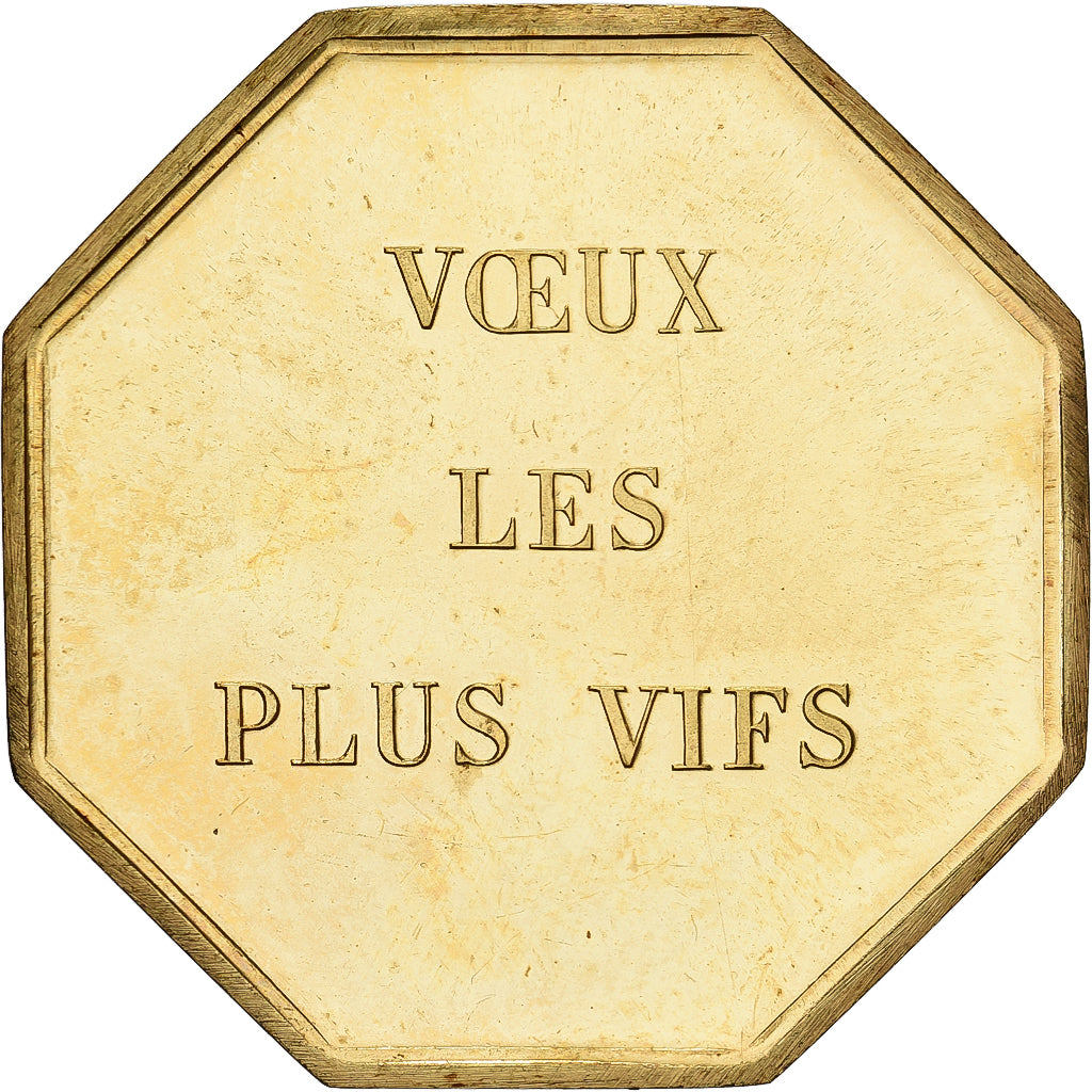 France, Token, Amour et Mariage, Voeux, Gilt Bronze, MS(63)