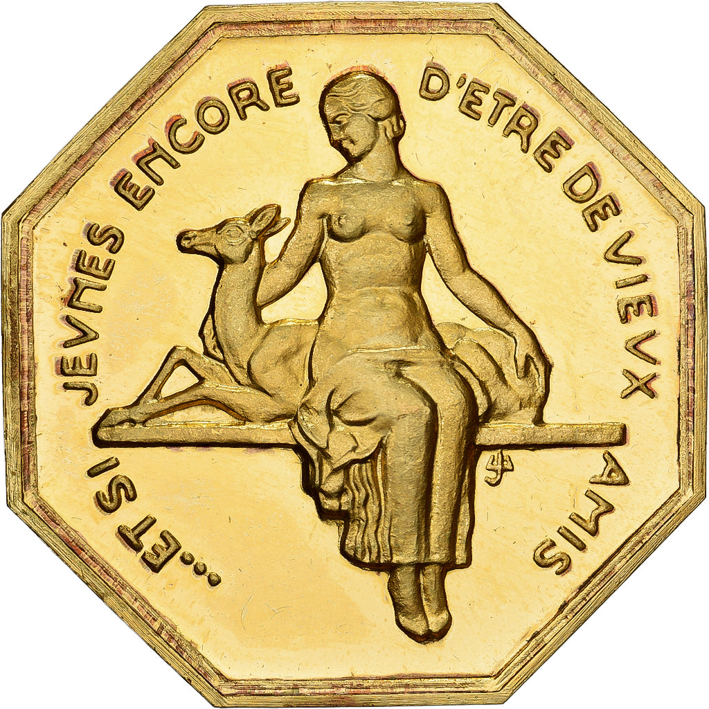 Frankreich, betaalpenning, Amour et Mariage, Voeux, Gilt Bronze, Vieux Amis, UNZ