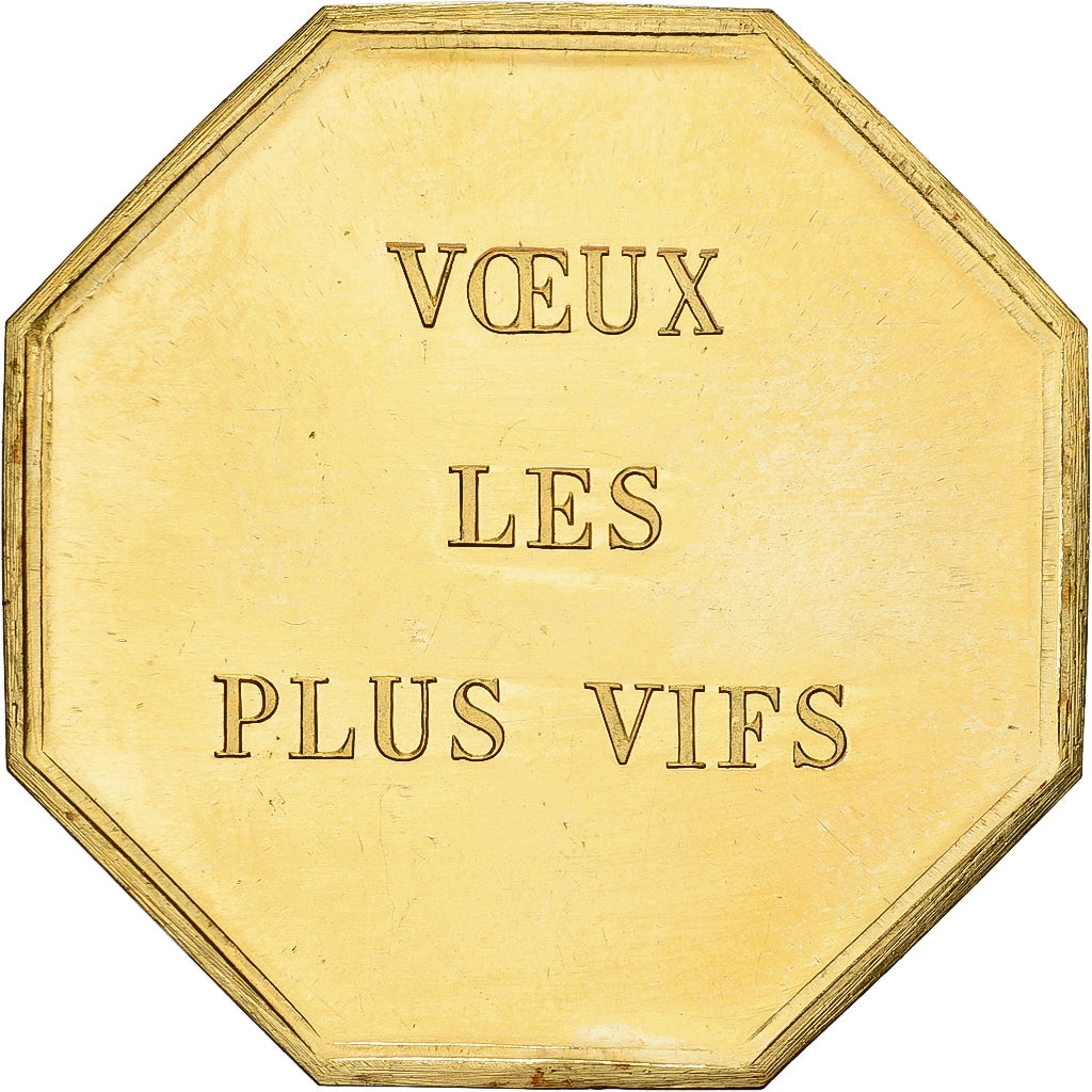 Frankreich, betaalpenning, Amour et Mariage, Voeux, Gilt Bronze, Vieux Amis, UNZ