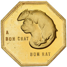 France, Token, Amour et Mariage, Voeux, Gilt Bronze, A bon Chat, bon Rat, MS(63)