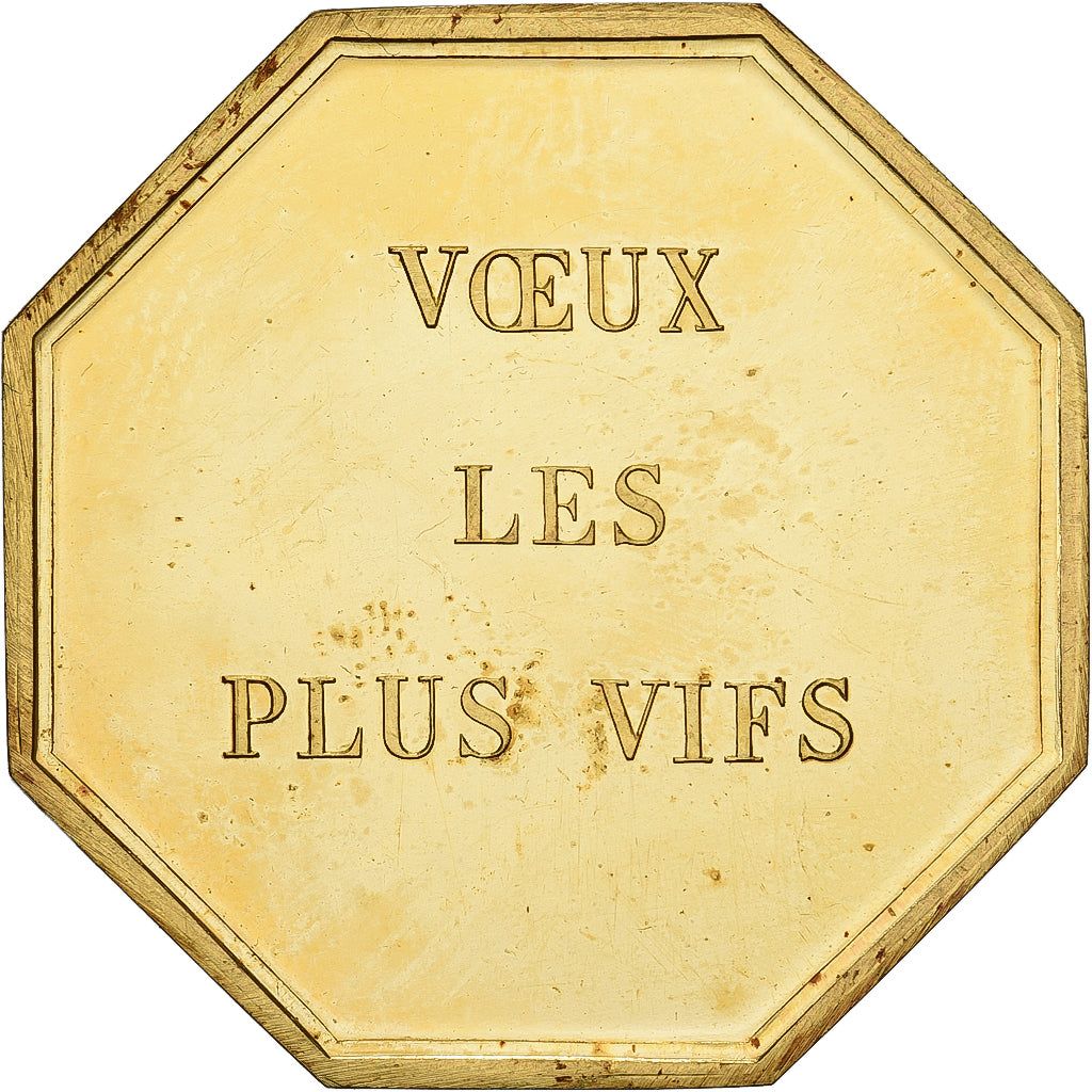 France, Token, Amour et Mariage, Voeux, Gilt Bronze, A bon Chat, bon Rat, MS(63)