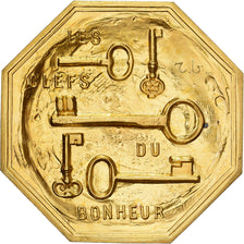 France, Jeton, Amour et Mariage, Voeux, Gilt Bronze, SPL, Les Clefs du Bonheur