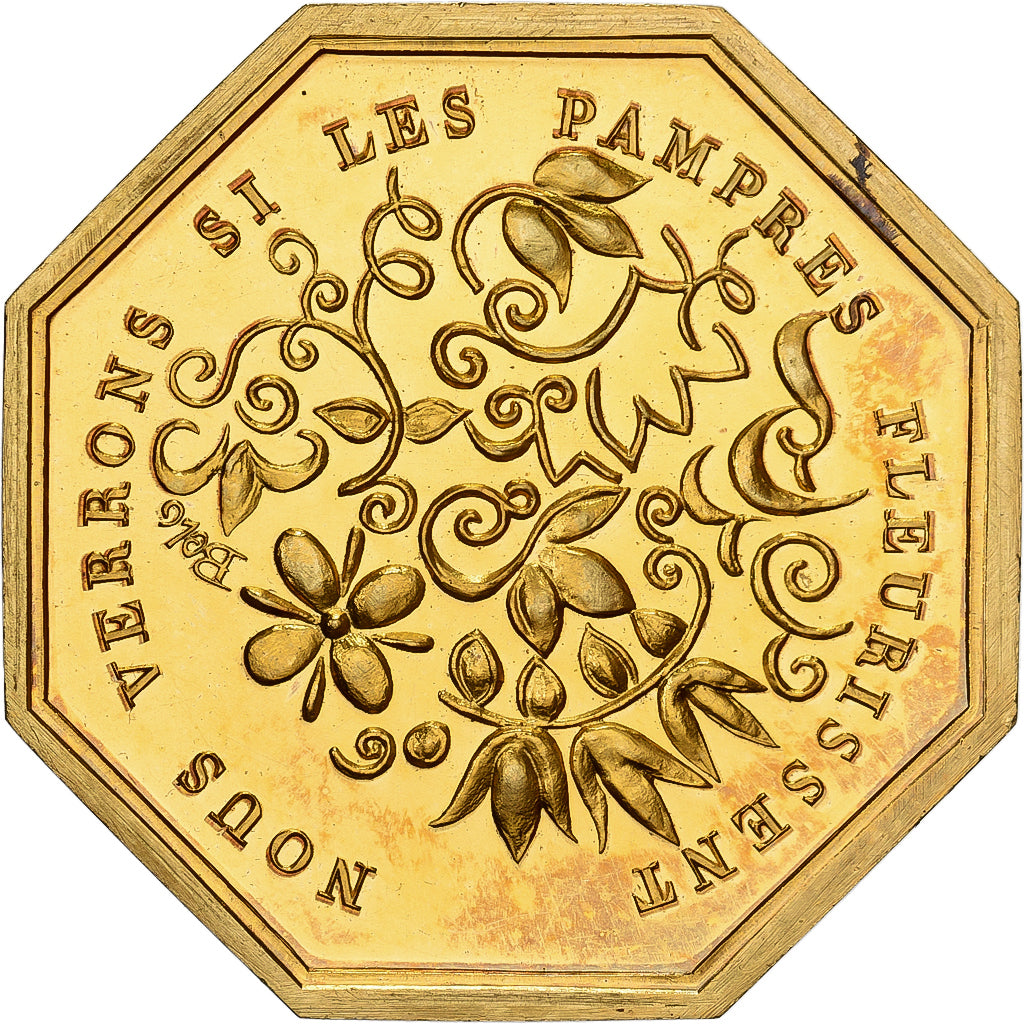 France, Token, Amour et Mariage, Voeux, Gilt Bronze, Belo, MS(63)