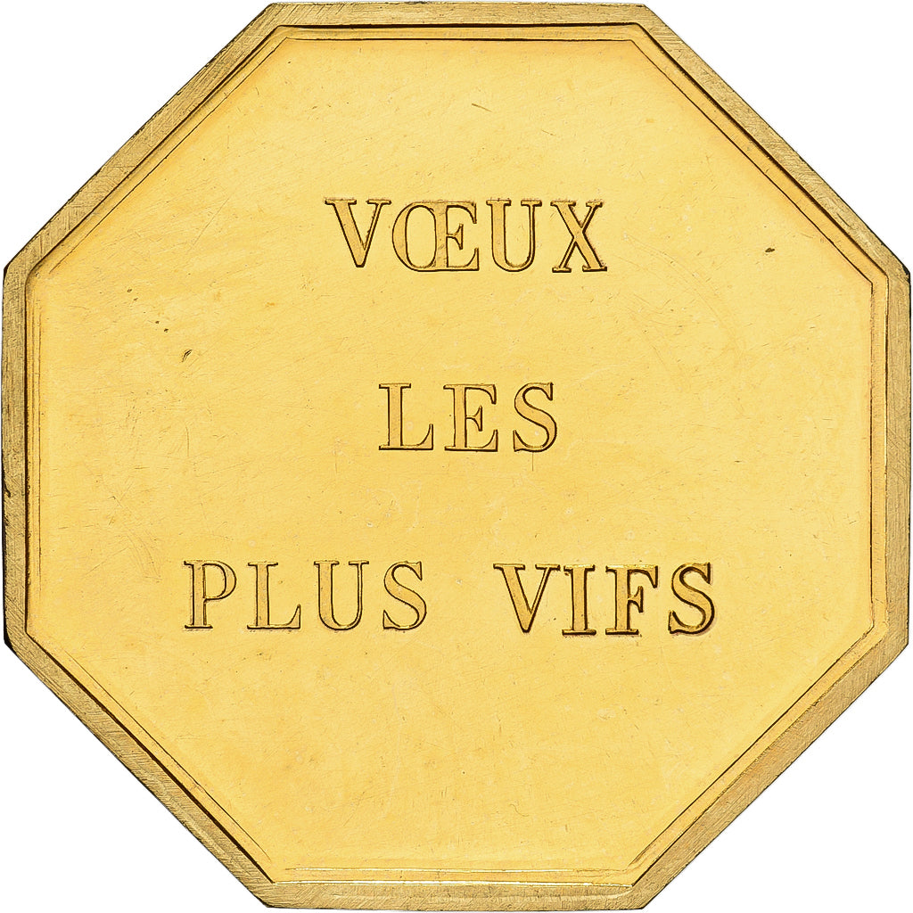 France, Token, Amour et Mariage, Voeux, Gilt Bronze, Belo, MS(63)