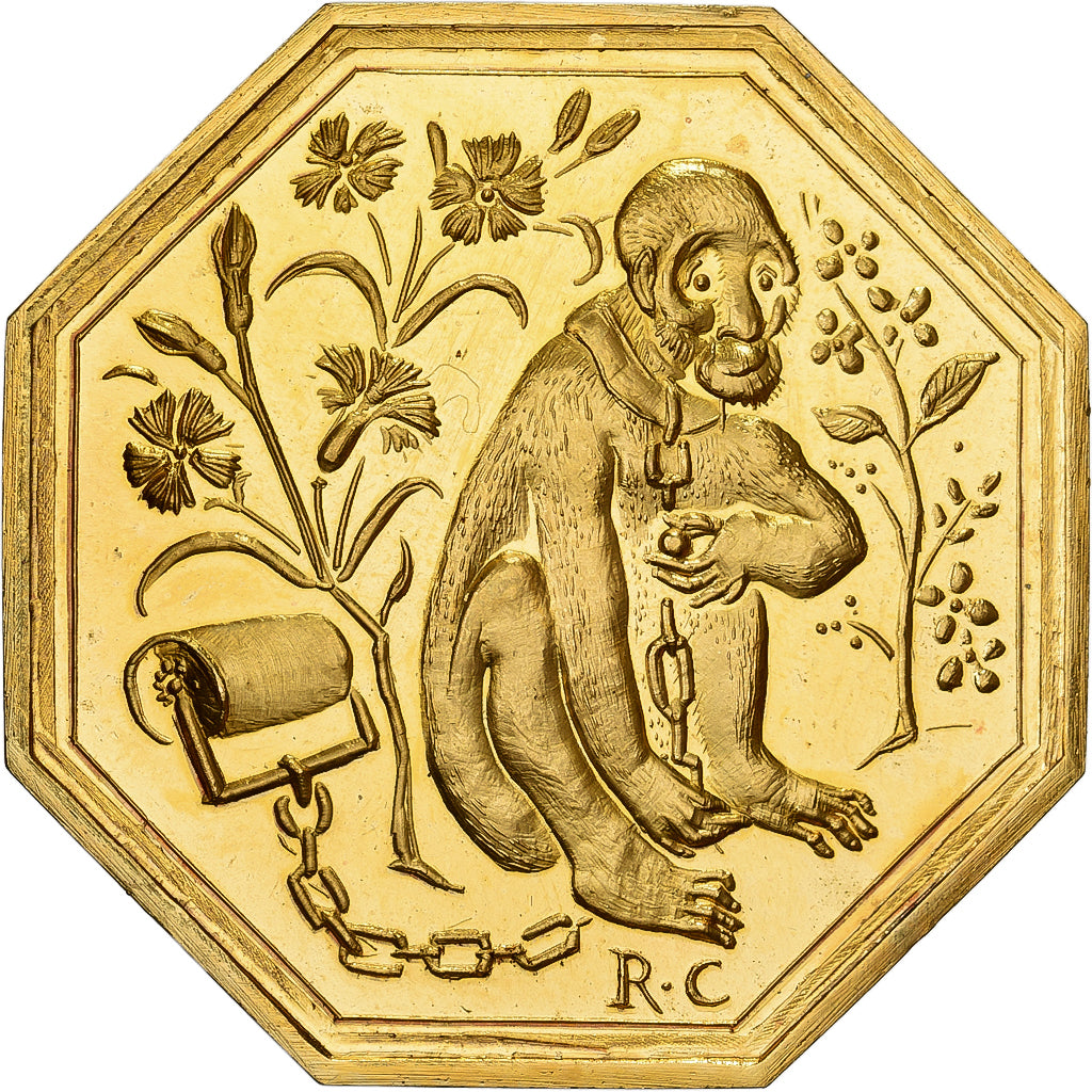 France, Jeton, Amour et Mariage, Voeux, Gilt Bronze, SPL, Singe