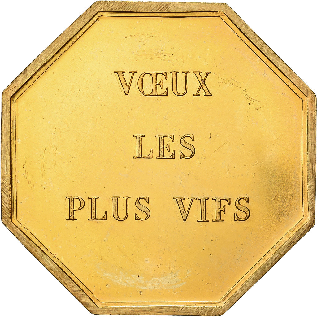 França, Token, Amour et Mariage, Voeux, Bronze Dourado, Savin, MS(63)