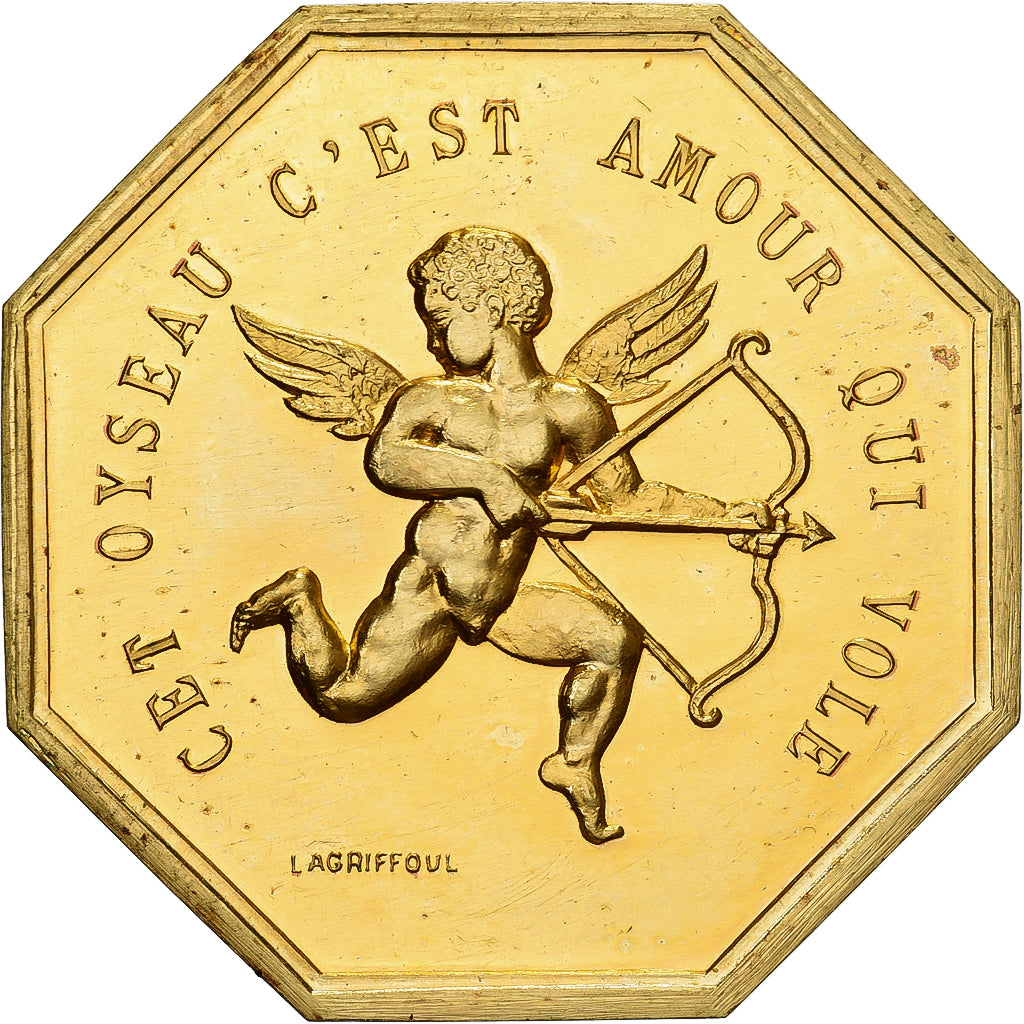 Francia, ficha, Amour et Mariage, Voeux, Bronzo dorato, Lagriffoul, SPL