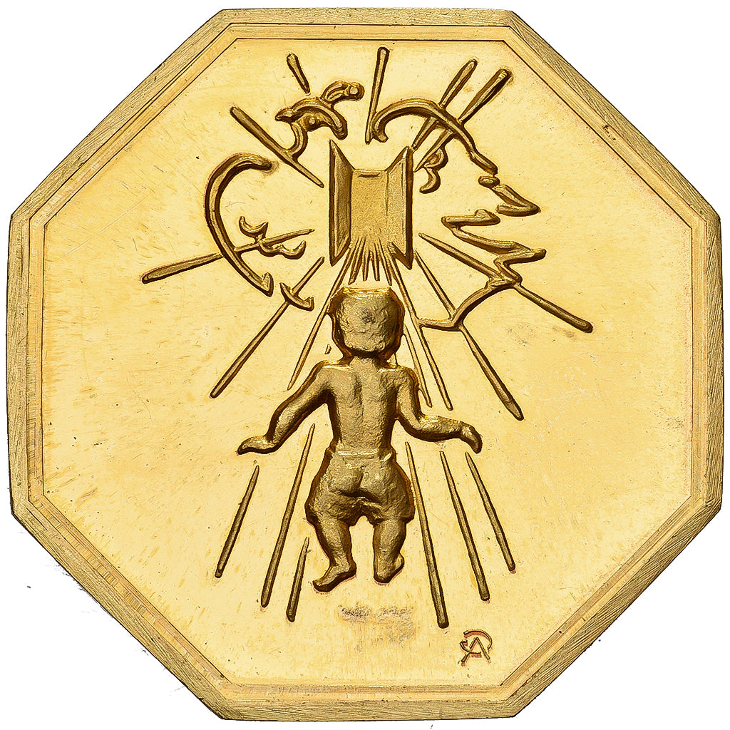 França, Token, Amour et Mariage, Voeux, Bronze Dourado, MS(63)