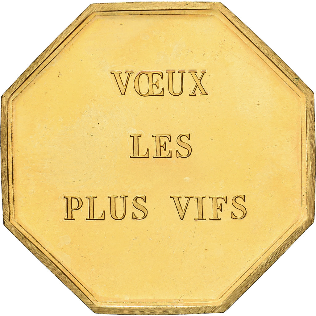 France, Token, Amour et Mariage, Voeux, Gilt Bronze, Belo, MS(63)