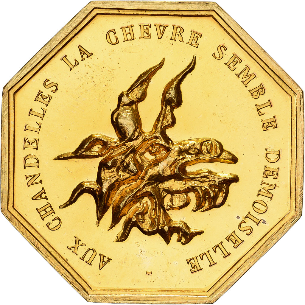 France, Token, Amour et Mariage, Voeux, Gilt Bronze, Chêvre, MS(63)