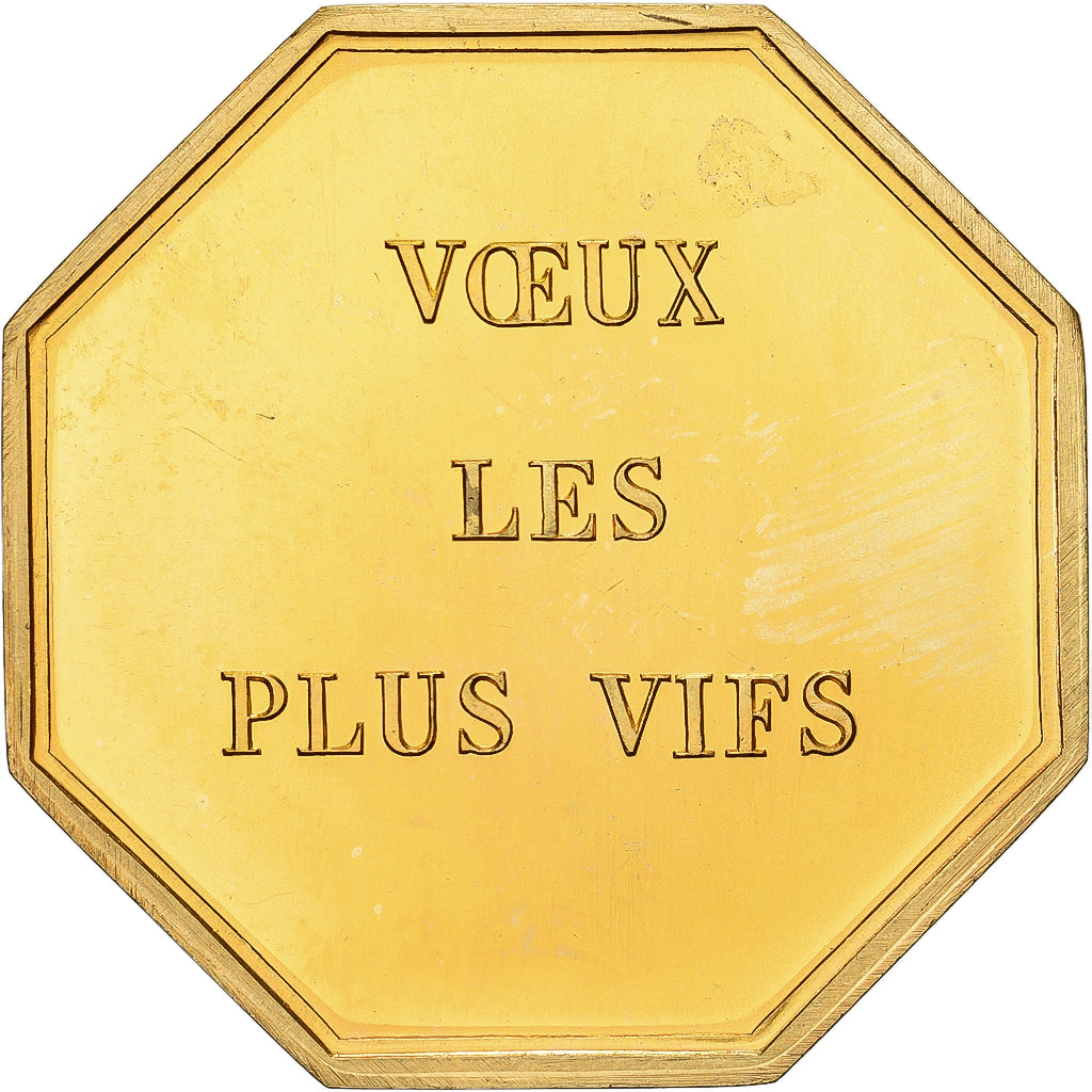 France, Token, Amour et Mariage, Voeux, Gilt Bronze, Chêvre, MS(63)