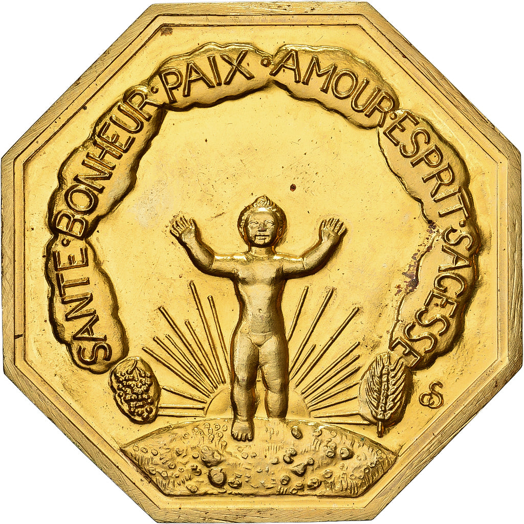 Francja, Token, Amour et Mariage, Voeux, Pokryty brązem, Santé Bonheur, MS(63)