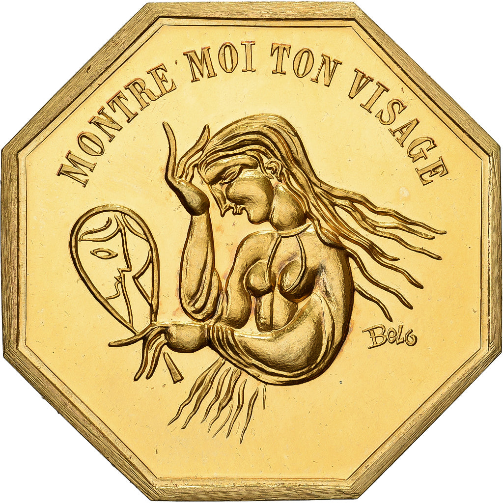 France, Token, Amour et Mariage, Voeux, Gilt Bronze, Belo, MS(63)