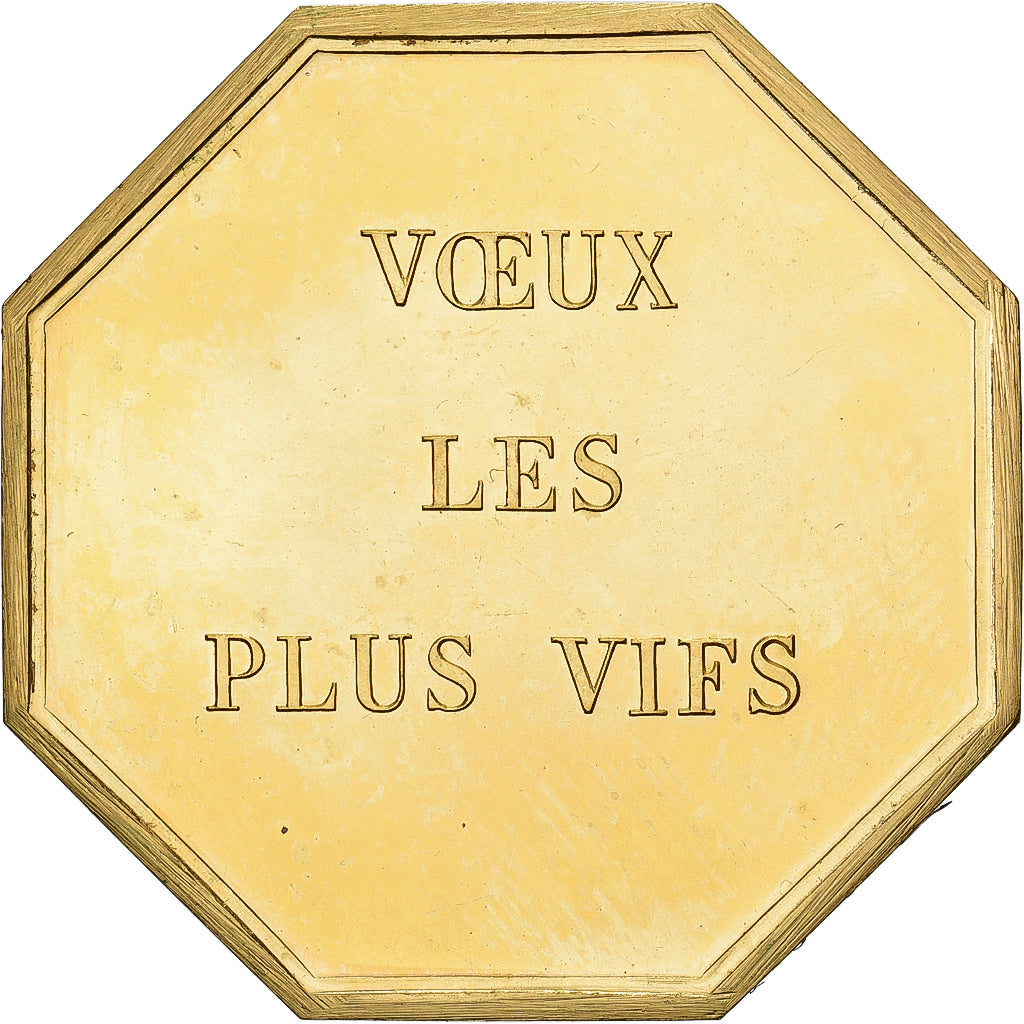 France, Token, Amour et Mariage, Voeux, Gilt Bronze, Belo, MS(63)