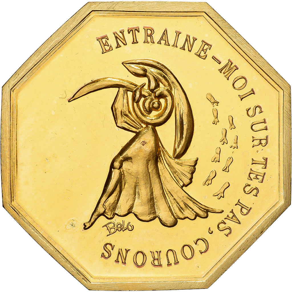 France, Token, Amour et Mariage, Voeux, Gilt Bronze, Belo, MS(63)