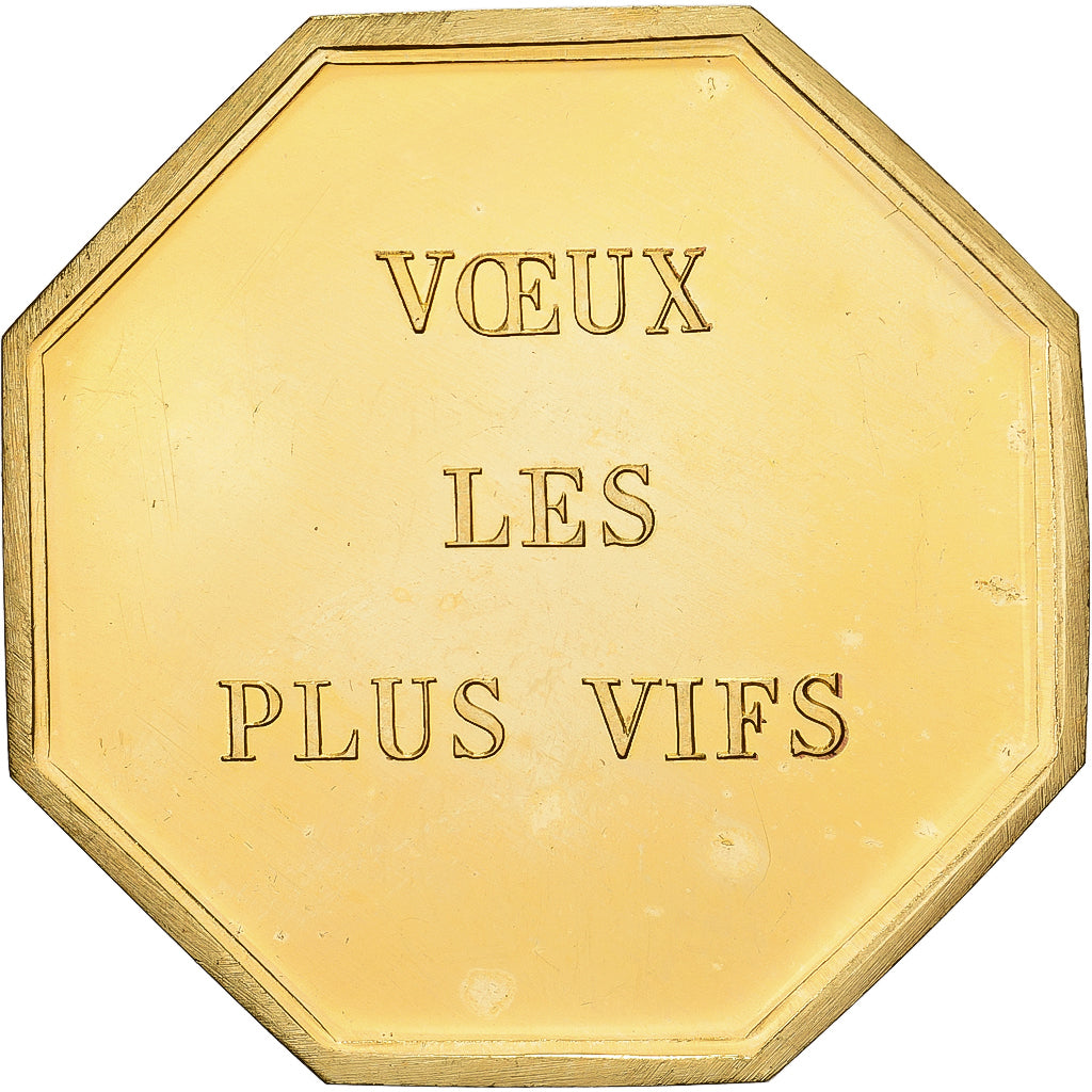 France, Token, Amour et Mariage, Voeux, Gilt Bronze, Belo, MS(63)