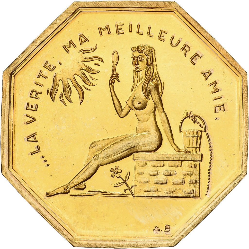 Francja, Token, Amour et Mariage, Voeux, Pokryty brązem, La Vérité, MS(63)