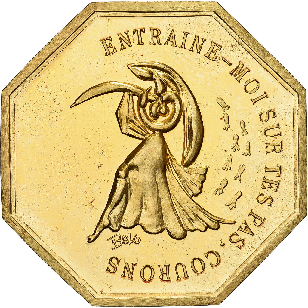 France, Token, Amour et Mariage, Voeux, Gilt Bronze, Belo, MS(63)