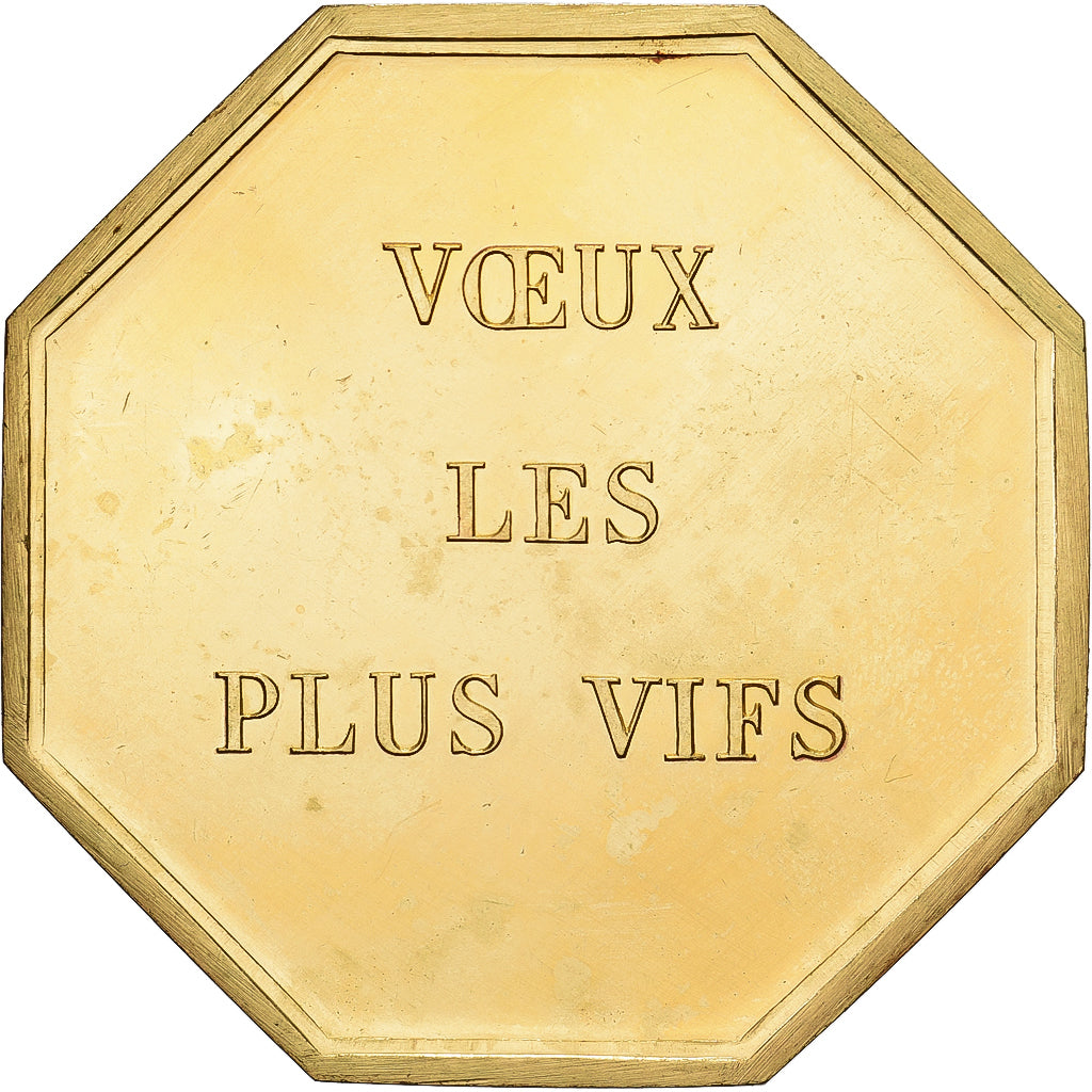 France, Token, Amour et Mariage, Voeux, Gilt Bronze, Belo, MS(63)