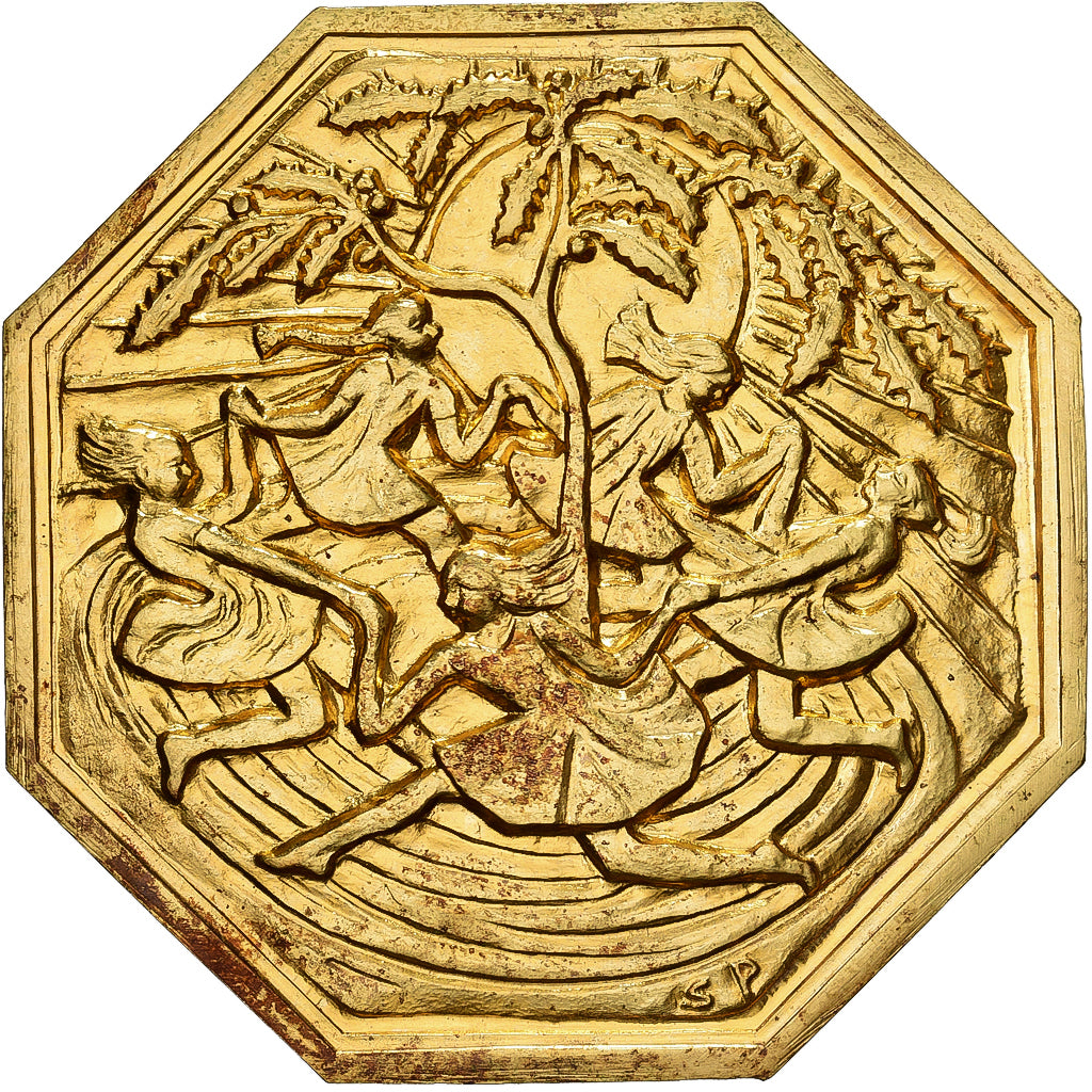 France, Token, Amour et Mariage, Voeux, Gilt Bronze, MS(63)