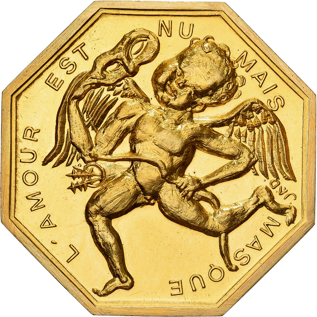 Francja, Token, Amour et Mariage, Voeux, Pokryty brązem, L'Amour est Nu, MS(63)