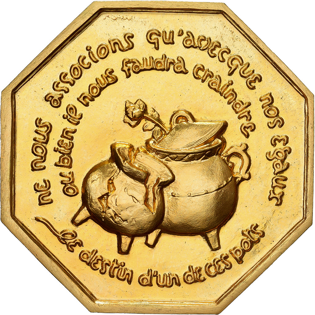 France, Token, Amour et Mariage, Voeux, Gilt Bronze, MS(63)
