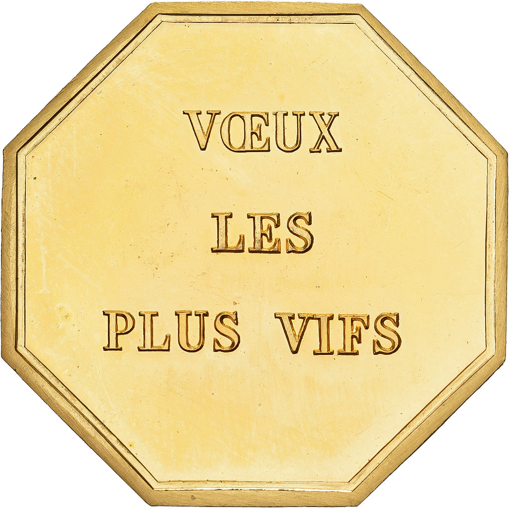 France, Token, Amour et Mariage, Voeux, Gilt Bronze, MS(63)