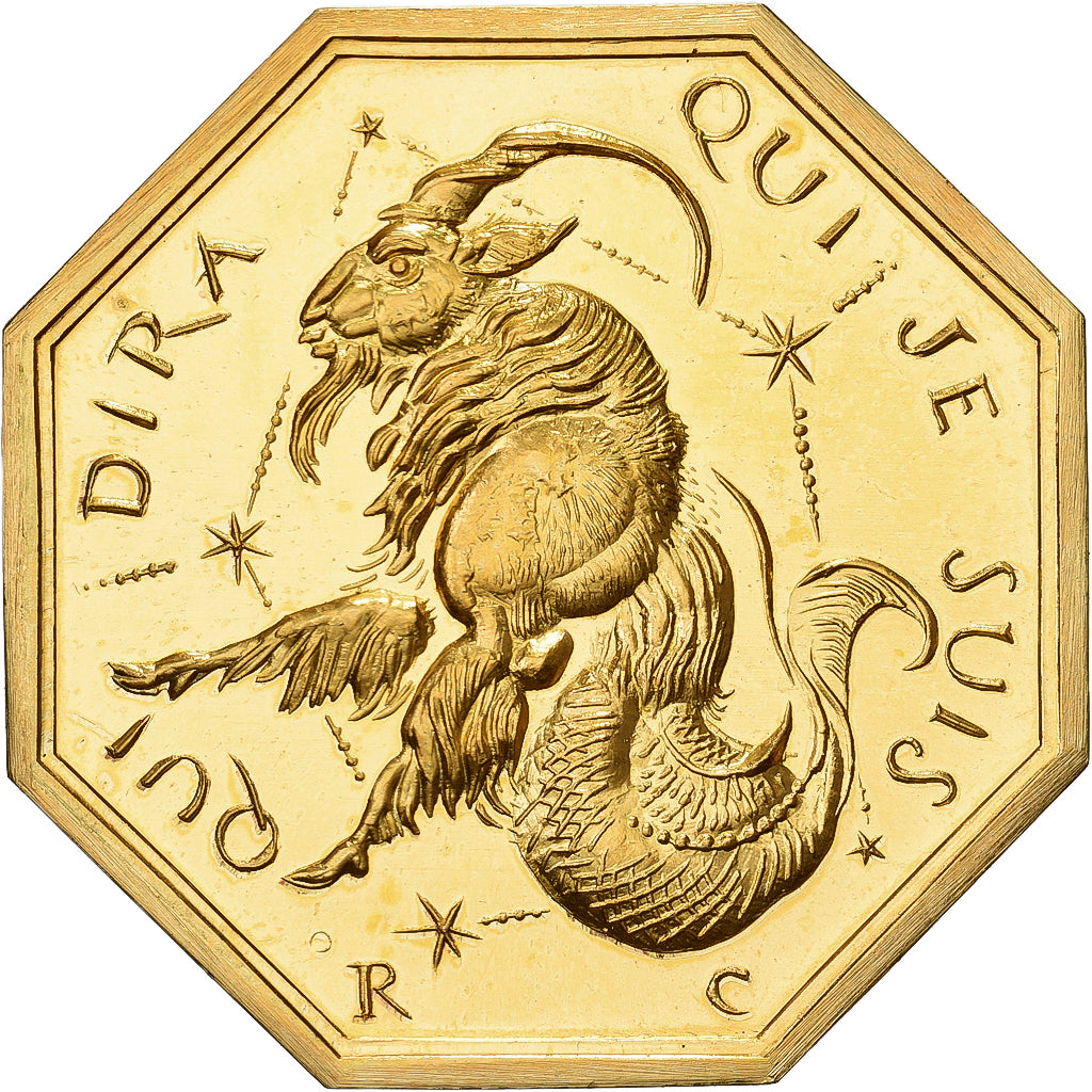 France, Token, Qui dira qui je suis, Gilt Bronze, MS(63)