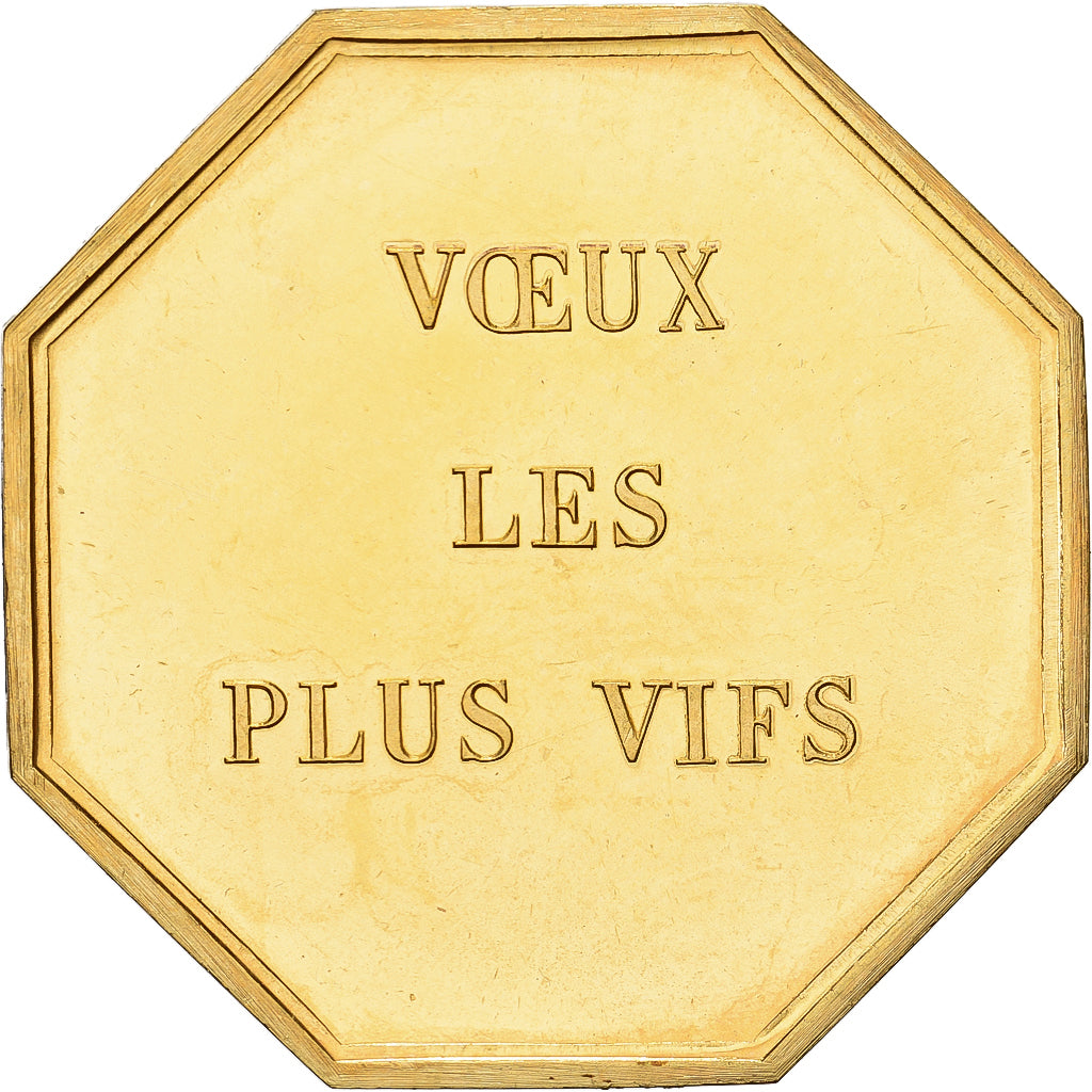 France, Token, Qui dira qui je suis, Gilt Bronze, MS(63)