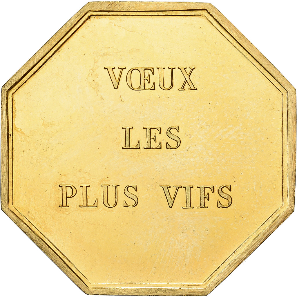 France, Token, Amour et Mariage, Voeux, Gilt Bronze, MS(63)