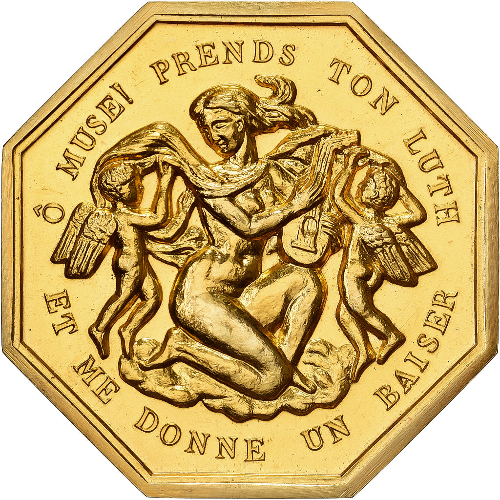 Frankreich, betaalpenning, Amour et Mariage, Voeux, Gilt Bronze, UNZ