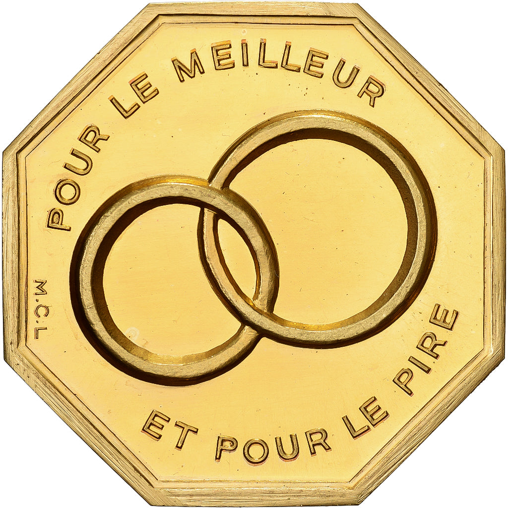 Francja, Token, Amour et Mariage, Voeux, Pokryty brązem, MS(63)