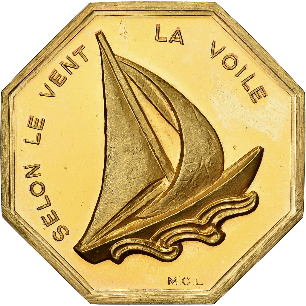 Francia, ficha, Amour et Mariage, Voeux, Bronzo dorato, Selon le Vent, la Voile