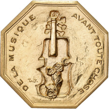 France, Token, Amour et Mariage, Voeux, Gilt Bronze, Musique, MS(63)
